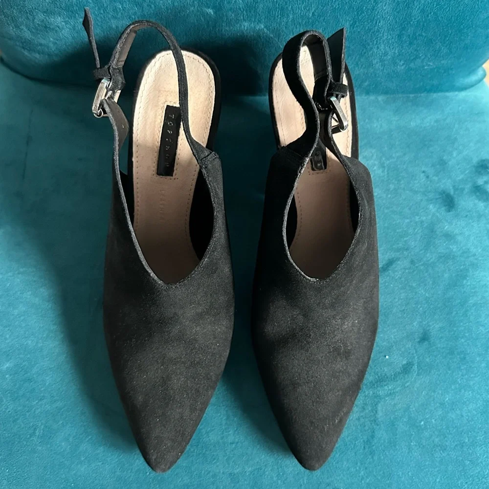 Topshop Goji Slingback Mule Black Suede - Size 39 - Picture 8 of 9